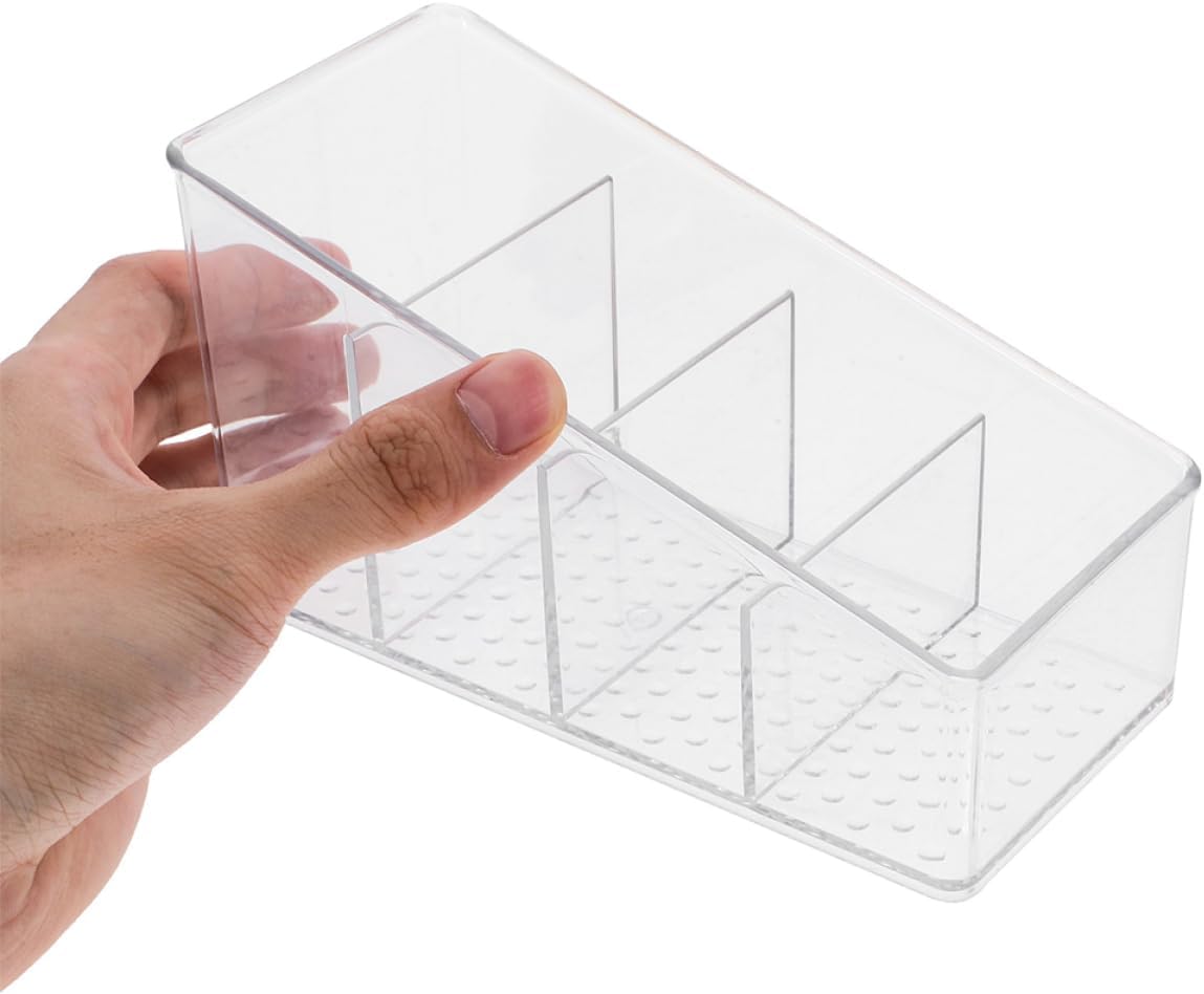 Mikinona Efficient Tea Storage 4 Compartment Tea Bag Box Sugar Packet Organizer Modern Space-saving Design