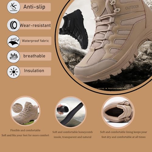 Men'S Breathable And Waterproof Outdoor Hiking Boots Comfortable, Non-Slip And Anti-Collision Toe Cap, Lightweight And Durable Hiking Military Boots Tactical Boots3