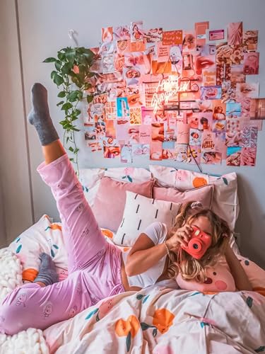 Image of Paper9store Pack Of 50 Aesthetic Wall Collage Kit - 4?6 Inches Self Adhesive Wall Posters For Bedroom, Living Room, Office A6 Size (Peachy)