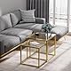 Huhote Quadratisch Couchtisch 2er Set, Moderne Wohnzimmertisch, Couchtisch Aus Glas, Wohnzimmertisch Klein, Beistelltisch, Sofatisch, Coffee Table für Wohnzimmer, Schlafzimmer, Büro, 50/45 cm, Gold