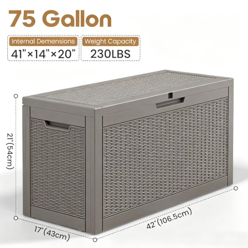 Image of Outdoor Storage Box Waterproof, 75 Gallon Deck Box for Patio Storage