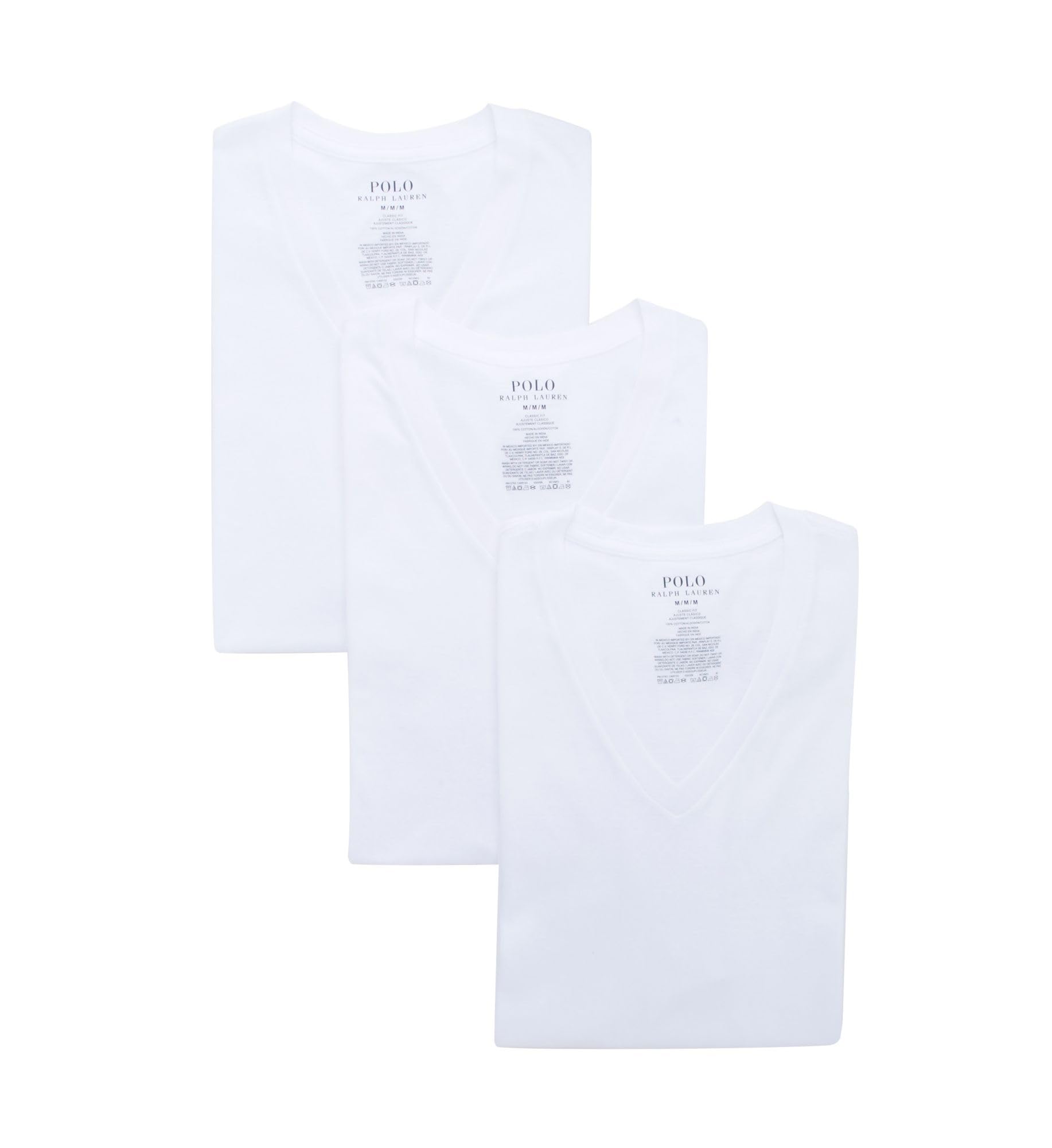 Ralph Lauren Men's Classic Fit Cotton V-Neck Tee, White/Cruise Navy, XX-Large