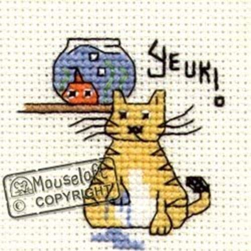 Mouseloft Mini Cross Stitch Kit - Yeuk!, Biscuit The Cat Collection