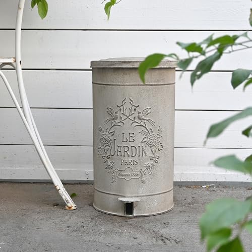 Image of Retro Outdoor Trash Can with Lid 17L /4.5 Gallon Waste Container with Pedal Garbage Poop Bin Kitchen Waste Bins Touchless Bathroom Garbage Can Room Park Garden Decor