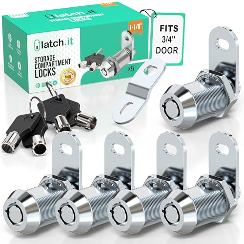 LATCH.IT 1-1/8' Cam Lock 5-Pack | Fits 3/4' Door | 100% Metal RV...
