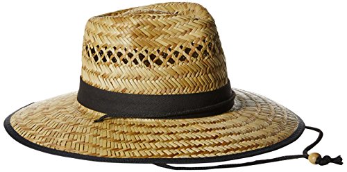 San Diego Hat Co. Men's Upf 50 Wide Brim Straw Lifeguard Outback Sun, Natural, One Size