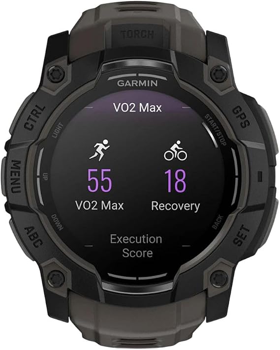 Garmin Instinct® 3 50 mm, AMOLED ekran, sağlam dış mekan GPS akıllı saat, metal takviyeli çerçeve, dahili el feneri, 18 güne kadar pil ömrü, kömür | Parlak AMOLED ekran, sağlam tasarım, metal takviyeli çerçeve, sağlık izleme, 24 saat dahili el feneri