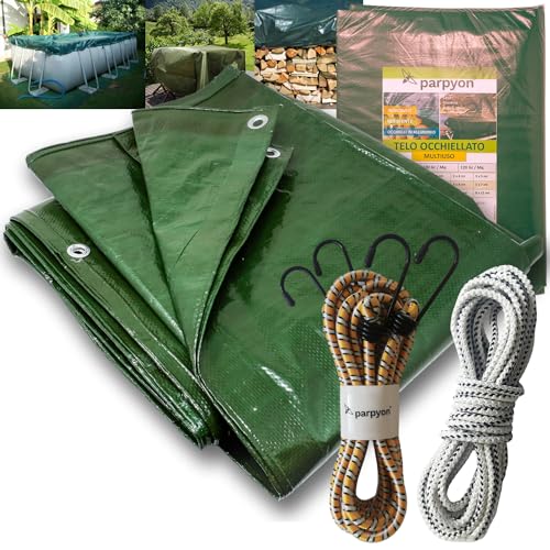 Telo Impermeabile Da Campeggio In Oxford 210D (3,2x3,2m) - Copertura Multiuso Con Cuciture Termosaldate. Perfetto Come Tappetino Da Picnic O Telone Per Tenda. Insieme A Picchetti Inclusi!