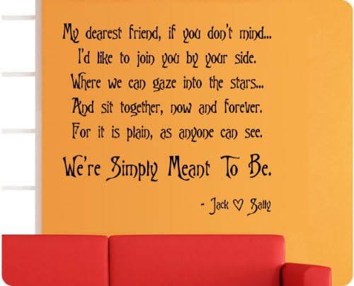 Now and Forever We're Simply Meant to Be Nightmare Before Christmas Jack Sally Skellington Wall Decal Quote Sticker Large Art Mural Home Décor