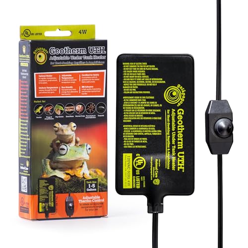 Galápagos (05700) Geotherm® Adjustable Under Tank Heater - Heating Pad for Reptiles, Amphibians & Terrariums, 7″ x 4″ 4W, Black