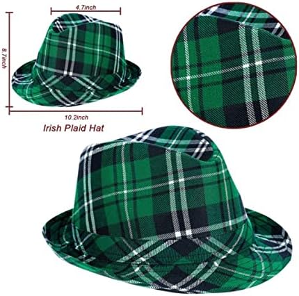 amscan St. Patrick's Day Plaid Fedora Hat - 5 1/8" x 10", One Size, Green - Pack of 1