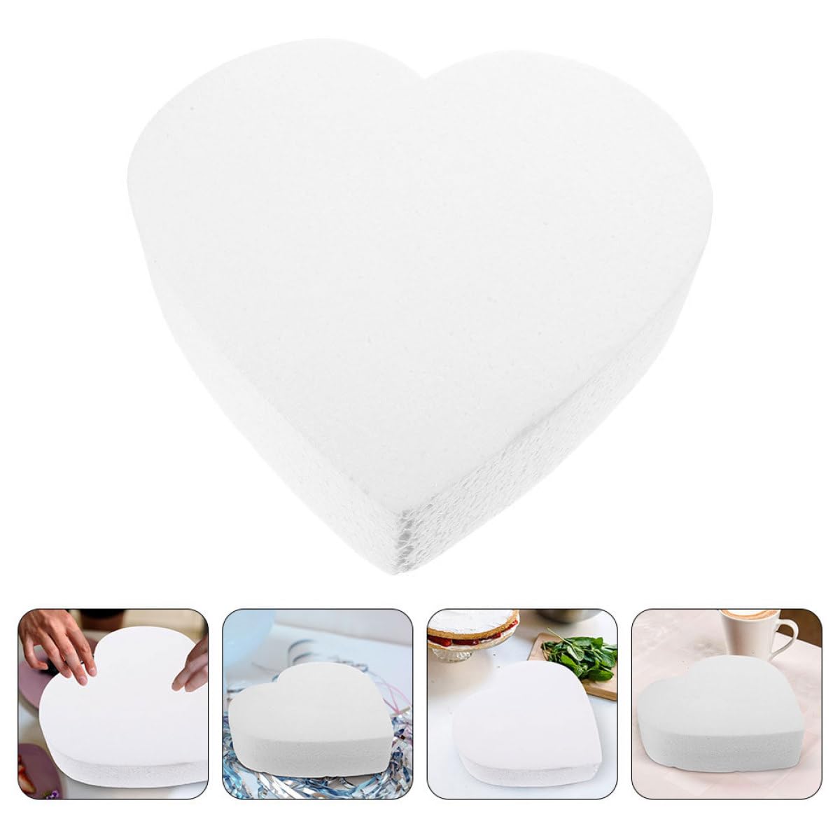 Zerodeko Modèle de Gâteau en Mousse Forme de Cœur Blanc pour Décoration de Mariage, Léger et Créatif, Accessoire pour Présentation de Gâteaux