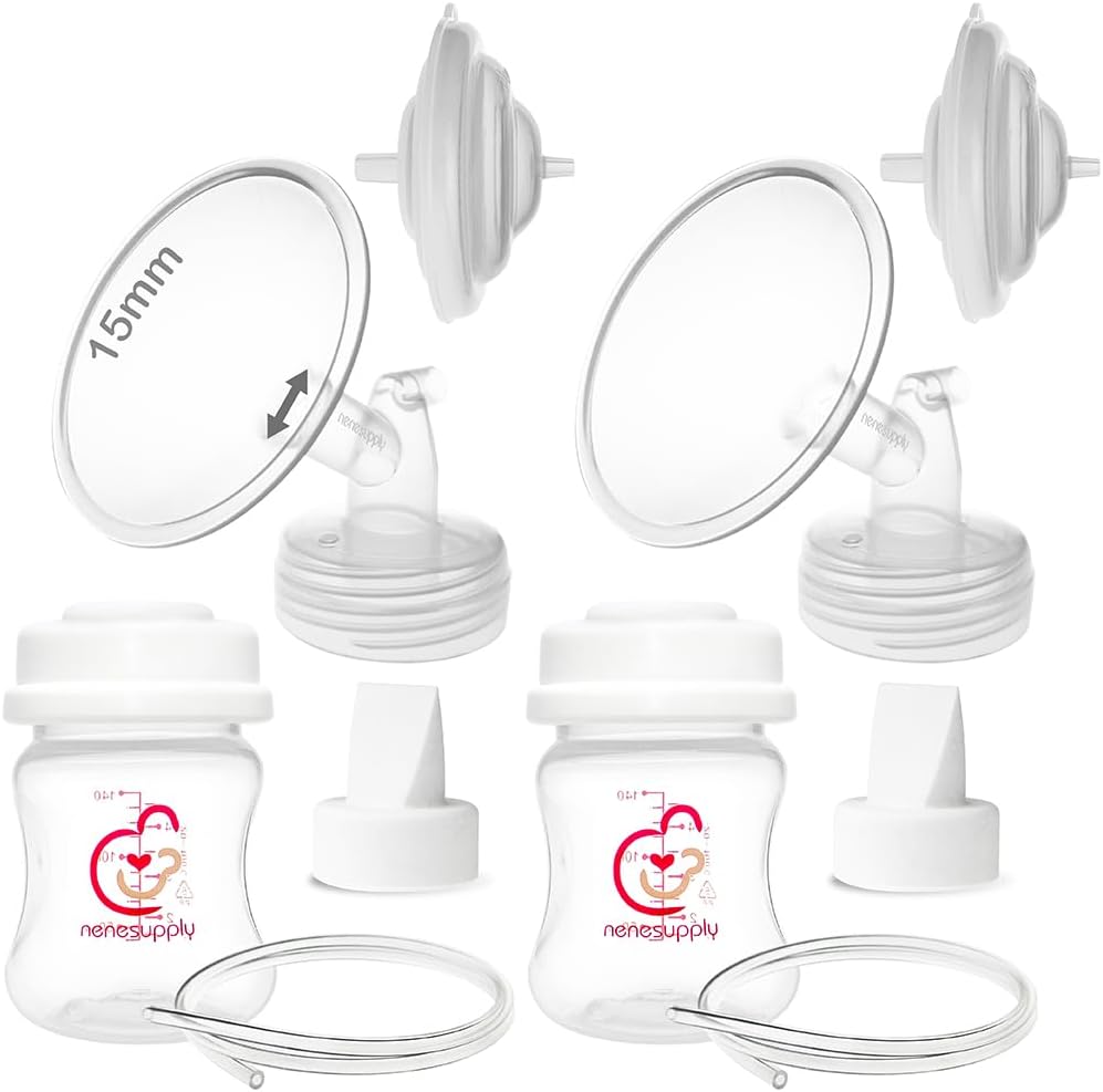 nenesupply 15mm pump parts compatible with spectra s2 s1 9 plus breast pump replace spectra pump parts and s2 accessories incl 15mm flange duckbill valve tubing backflow protector bottle