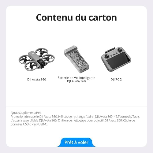 DJI Avata 360 (RC 2), drone avec imagerie 360° 8K de 1 pouce pour FPV et prises de vue aériennes, drone caméra 360° avec protection d’hélices. Comprend RC 2 avec écran intégré pour un contrôle précis. - 9