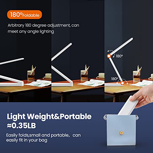 Jialux Foldable Led Desk Lamp - Folding Portable Usb Table Light With 3 Brightness Settings - For Home, Reading, Studying, Work, Travel - White #TOP4