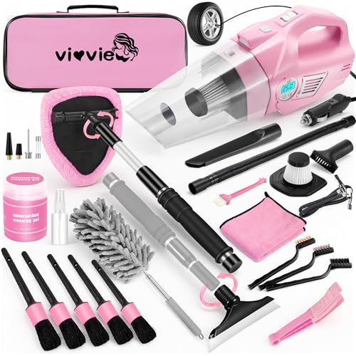 Vioview Pink Car Cleaning Kit, 25Pcs Detailing Kit Interior with
