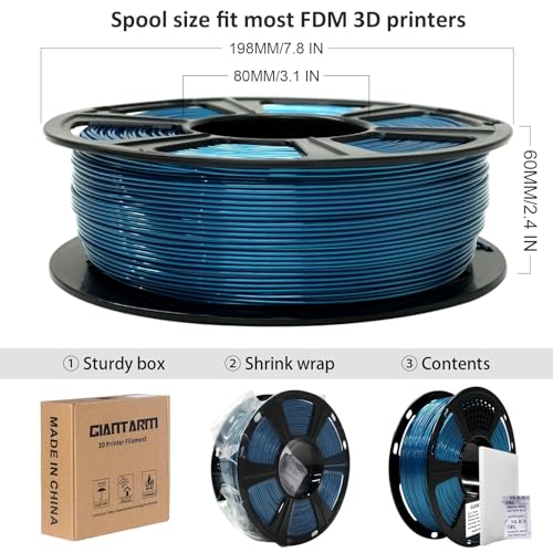 Image of GIANTARM PETG Filament 1.75mm 1Kg(2.2lb), Metallic Blue Filament PETG for 3D Printer, ±0.02mm Accuracy, High Precision, Strong Toughness, Neatly Wound & Moistureproof, Metal Blue