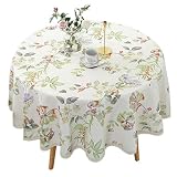 Heavy Duty Elegant Printed Tablecloth - Spillproof Fabric Lace Table Cloth - Round Table Cover for D