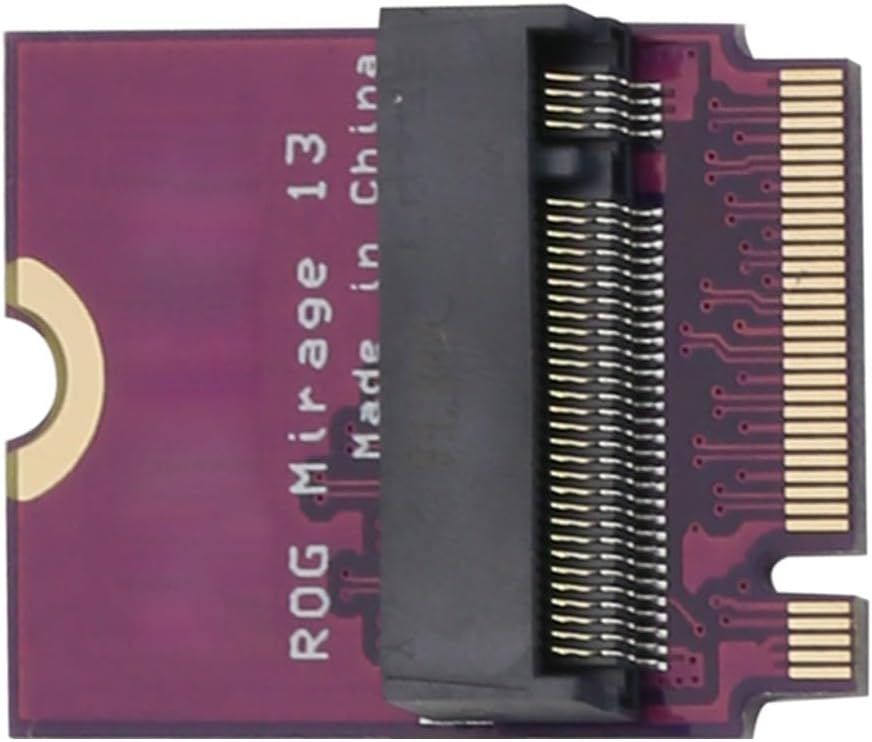for ROG Phantom 13 Laptop 2280 Replace 2230 SSD Hard Drive Adapter Plate Card NVME M-Key M.2 PCIE 4.0 Gold Finger Adapter 180 Degree Reverse Upgrade Converter Purple