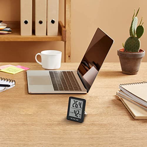 Foto von SONOMO Thermo-Hygrometer,2 Stück Digital Hygrometer Innen, Thermometer Innen Feuchtigkeit Hohen Genauigkeit,Für vertikale oder Wandmontage Luftfeuchtigkeitsmessgerät,Für Innenraum-(schwarz)