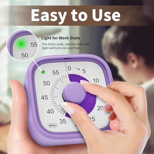 ADHD Timer- ADHD Tools for Kids Adults, Visual Timer for Kids with Autism, Silent Countdown Pomodoro Timer with Adjustable Alarm for Keep More Focused - Image 3