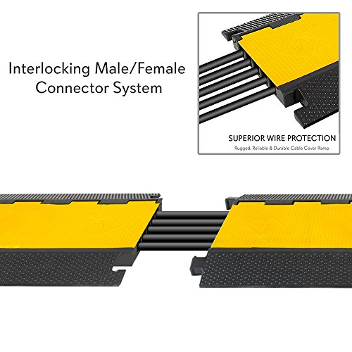 Pyle Durable Cable Ramp Protective Cover - 2,000 Lbs Max Heavy Duty Cable & Hose Protector W/ Flip-Open Top Cover & 5-Slot Multi-Channel Design - Cable Concealer For Outdoor & Indoor Use - Pyle Pcblco28 #TOP4