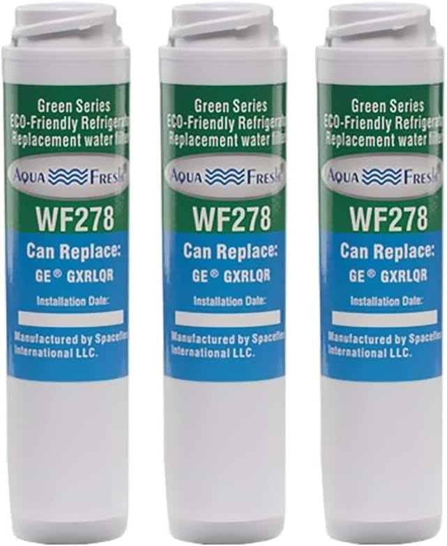 Aqua Fresh WF278 Replacement Refrigerator Water Filter for GE GXRLQR GXILQR, Smartwater GXRLQR, GXSTQR, GE FQK1K, GX1S50, 46-9914, AP3418061 (3 Pack)