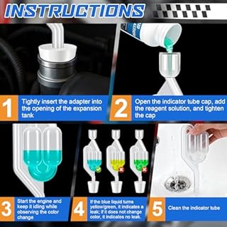 WEILAOK Tester di Guarnizione a Testa Cilindrica, Tester per Guarnizione Testata CO2 - Diagnosi Rapida e Affidabile per 50 Test, Kit Universale Rilevatore di Perdite CO₂ per Auto e Moto