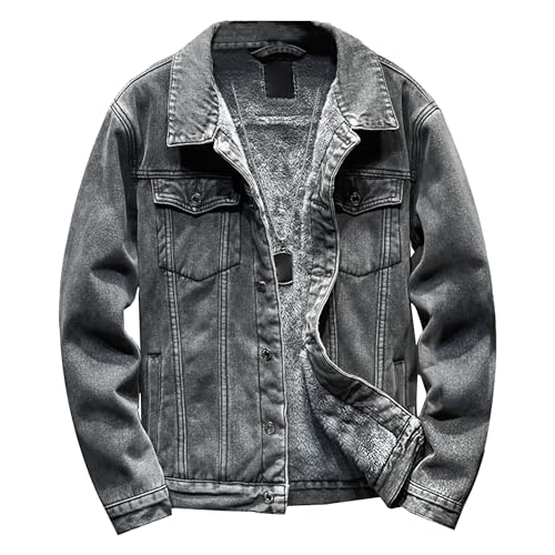Veste d'hiver en denim pour hommes veste trucker chaude à poches