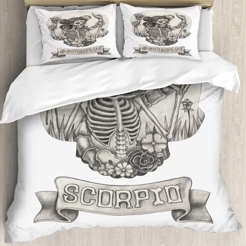 Housse de couette Scorpion dessin main parure de lit 200x228