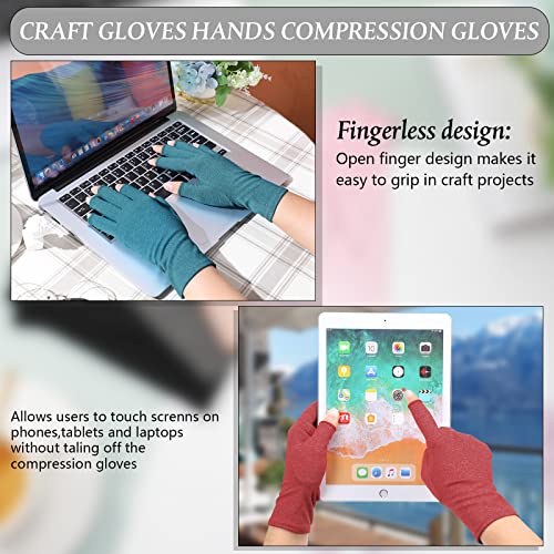 Crowye 8 Pairs Arthritis Compression Gloves Relieve Muscle Pain Fingerless Gloves Bulk Typing Gloves For Women Men thumb #3