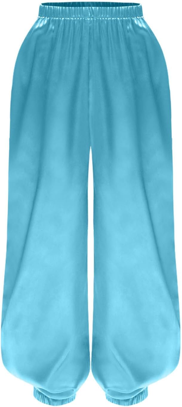 Loyan Boys Girls Elastic Waist Practice Trousers Loose Taichi Martial Arts Pants Kung Fu Performance Bottoms