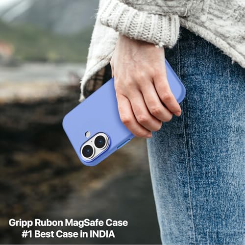 Image of GRIPP Rubon Case Compatible with Mag-Safe for iPhone 16 | 6ft Drop-Tested with D30 Technology, Soft Silicone, Anti-Slip Grip, Raised Metallic Camera Ring, Lightweight Back Cover - Blue