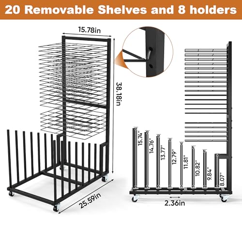 Image of uyoyous Art Storage Rack, Canvas Storage Stand with Wheels, Painting Drying Racks for Canvas Boards, Panel, Drawing Board, Crafts Drying