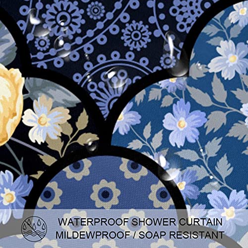 Rideau de douche bleu bohème imperméable contre les éclaboussures