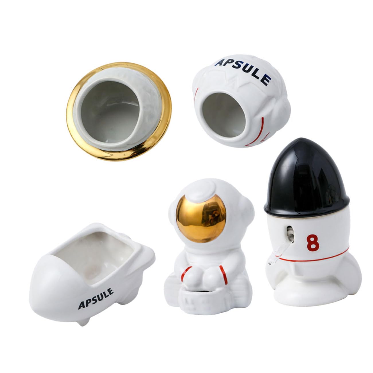 SUPVOX 1juego Accesorios para Hámster Comedero Cerámico Bebedero Espacial y Nido De Baño Diseño Creativo Estilo Espacial para Mascotas Pequeñas