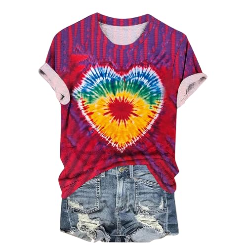 Womens Teen Girls Tie Dye Shirts Printing Ink and Blue Colorful Summer Tops Short Sleeve Graphic Going Out Tees4