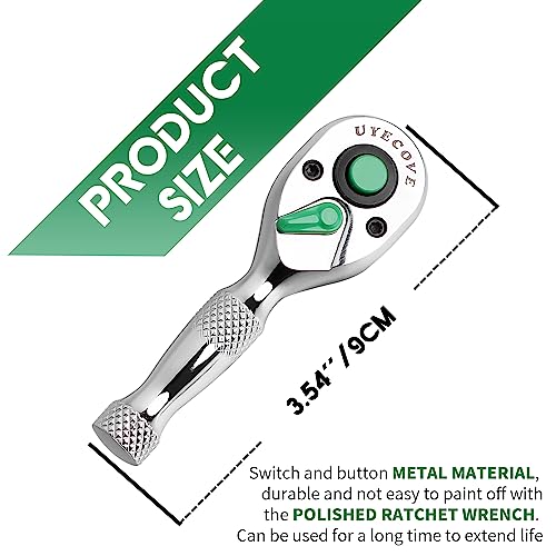 Image of 1 /4 Inch Drive Ratchet Wrench Stubby Ratchet Socket Wrench 3.54'' /9cm