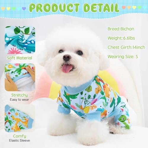 XPUDAC 4 Pack Dog Pajamas Soft Strechy Summer Doggie Clothes for Small Medium Dogs Boy Girl Cat Apparel-Small - Image 3