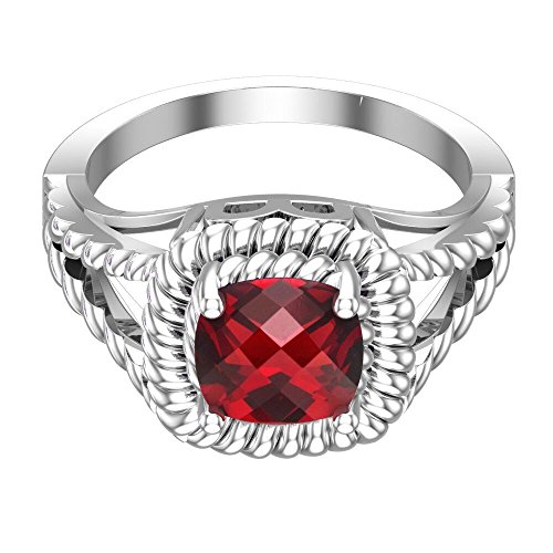Women 925 Real Sterling Silver 8 mm Halo Cushion Gemstone Ring3