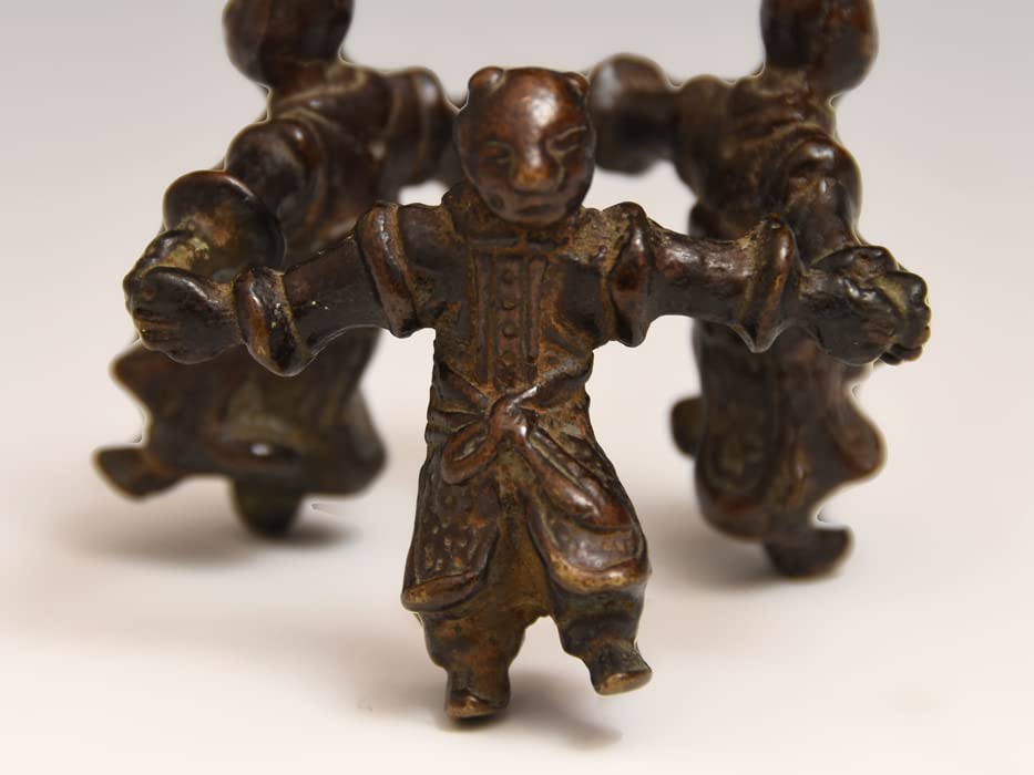Amazon.co.jp: 時代古銅三閑人蓋置三人形蓋置三漢人三唐子桐箱茶道具