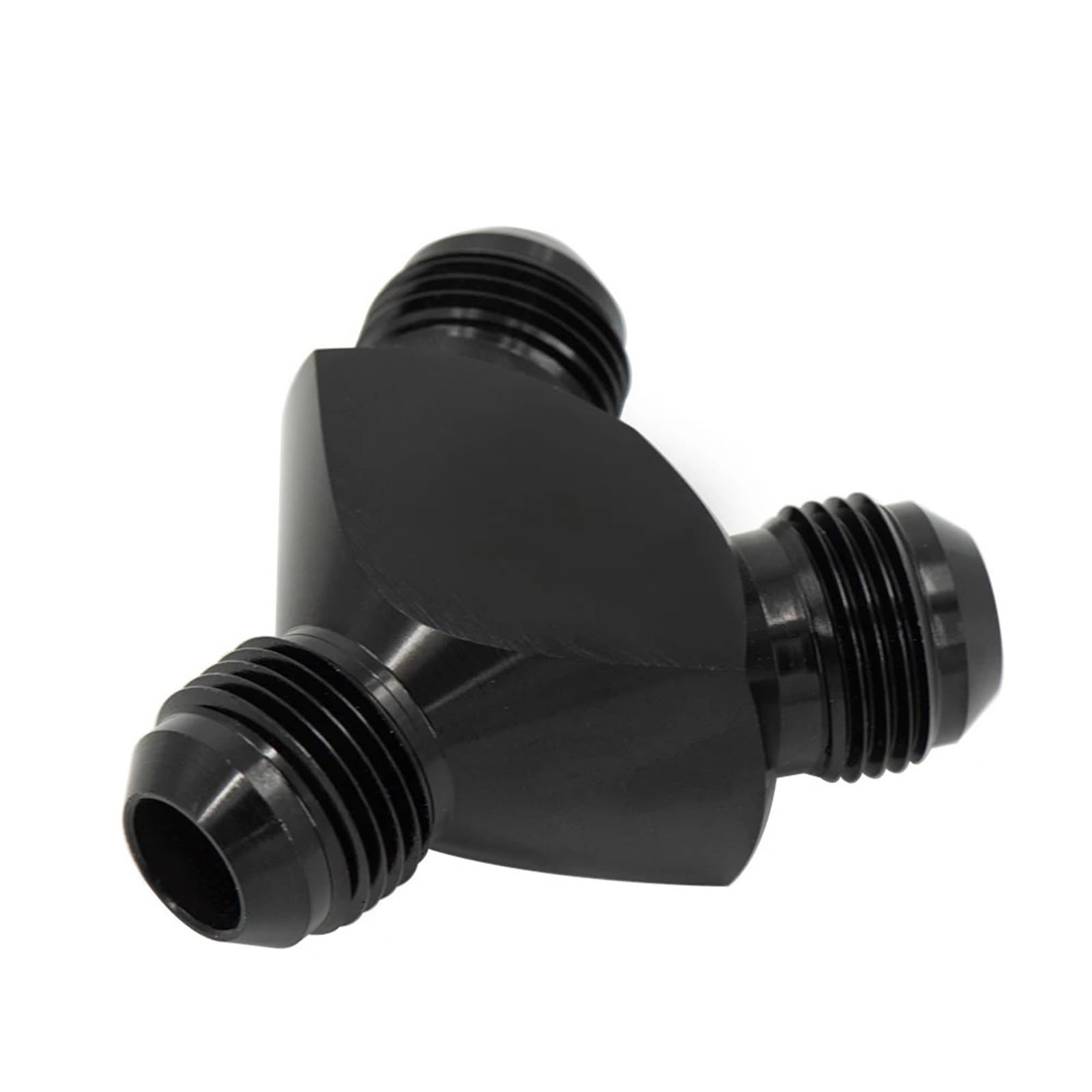 Universal AN6 AN8 AN10 AN12 Aluminum Y Block Adapter Fittings Adaptor Black Y Type Oil Pipe Joint(An12-an10)