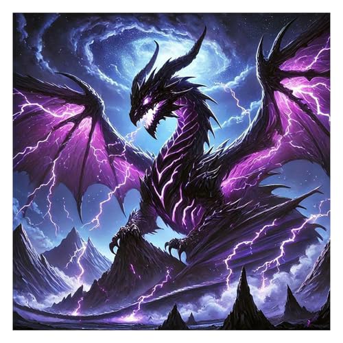 Aicomeon Dragon Diamond Art Kits for Adults - 5D Full Drill Round Diamond Painting Kit for Beginners DIY Gem Art for Home Wall Decor Gift 12x12 Inch
