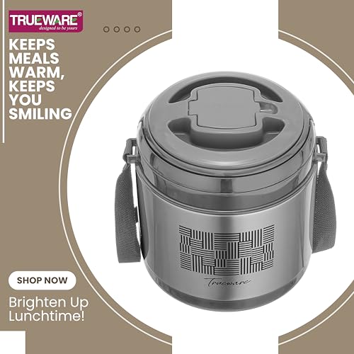 Image of Trueware Legend 3 Stainless Steel PU Insulated Hot and Cold Lunch Box with 3 SS Container 300 ML Each