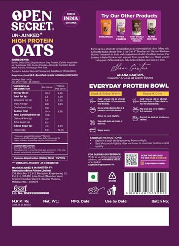 Image of Open Secret Protein Oats 950g | Breakfast Oats with Nuts & Seeds | No Maida, No Refined Sugar | Healthy Chocolate Oats | Energy Boosting Meal for Fitness & Weight Management