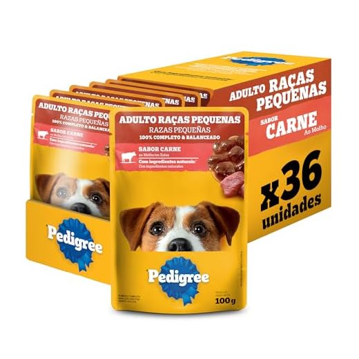 Pack de Ração Úmida Pedigree Sachê Carne ao Molho para Cães Adultos de Raças Pequenas, 36 sachês de 100 g