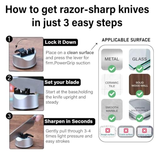 Image of Knife Scissors Sharpener Tool | Repairs, Restores & Sharpens Straight, Serrated & Kitchen Knives - Versatile Sharpening Tool for 3-Stage Blades