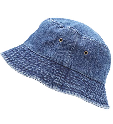 MIRMARU Chapéu vintage 100% algodão de lona jeans bucket - boné casual de pesca ao ar livre, caminha