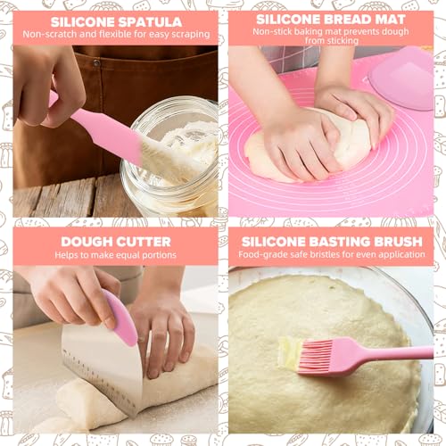 RYTOXILO Sourdough Bread Starter Kit, 15 Pcs Sour Dough Bread Baking Supplies for Beginners with 24 Oz Glass Starter Jar, Complete Bread Making Set with Silicone Banneton Proofing Basket by RYTOXILO - Used condition - Image 7