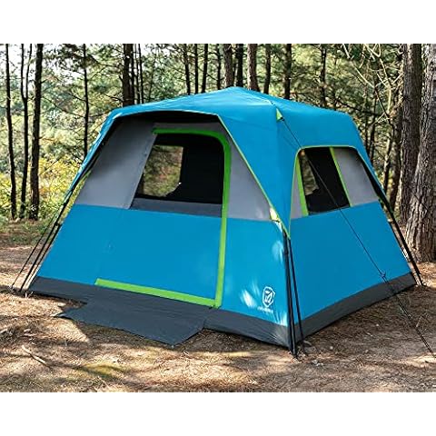 EVER ADVANCED 6 Person Blackout Camping Tent Instant Cabin Tents for Family with Rainfly, 60s Easy Setup, Water-Resistant, Blue Cover